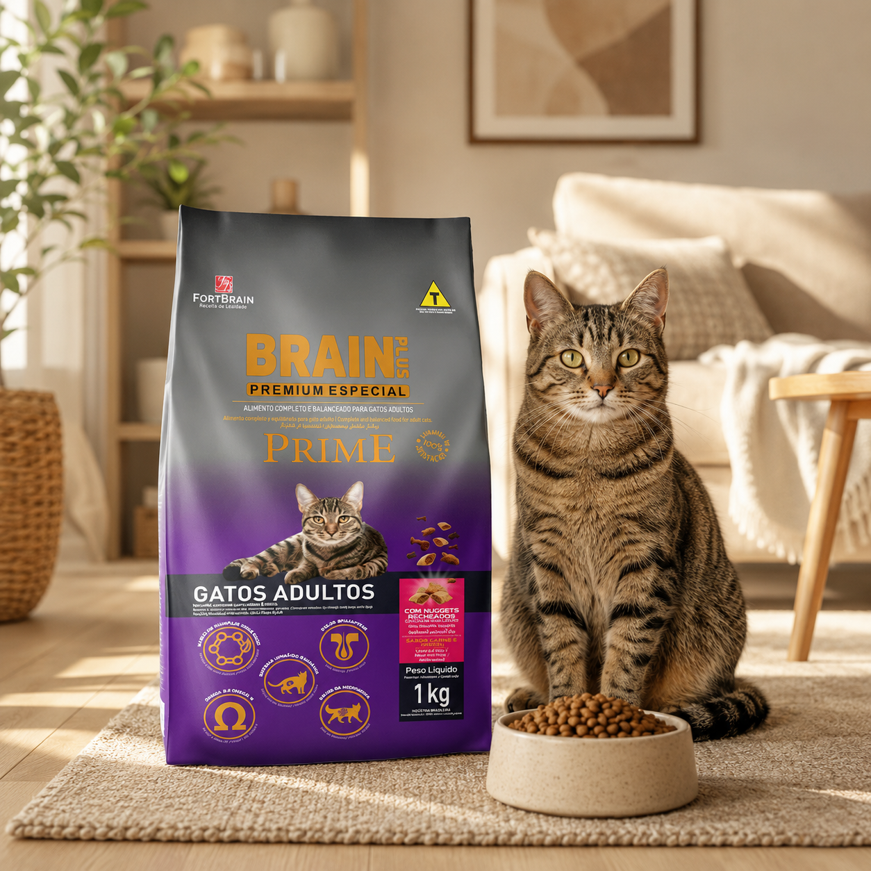 Brain Plus Cat Adult Meat & Rice 1kg Bundle